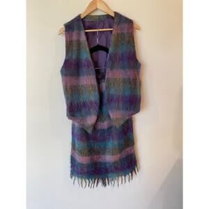 Jeanne Delahaye Vintage Mohair Vest with Matching Skirt Purple Size Small